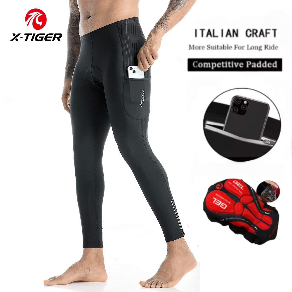 Mountain Biking Overalls - X-TIGER Męskie długie spodnie rowerowe Wyściełane