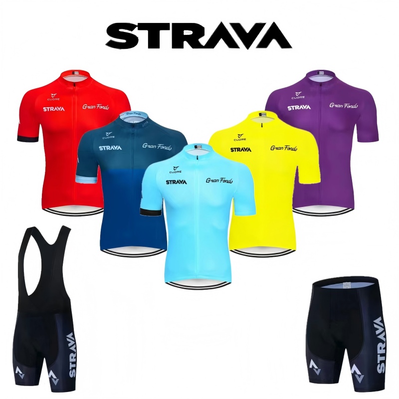 Mountain Biking Jersey - Zestaw rowerowy Strava: letnia koszulka kolarska,